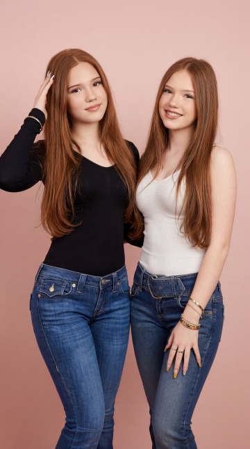 Emilia und Letizia Macula Wallpaper – KI-generiertes Hintergrundbild · Twins on Ice